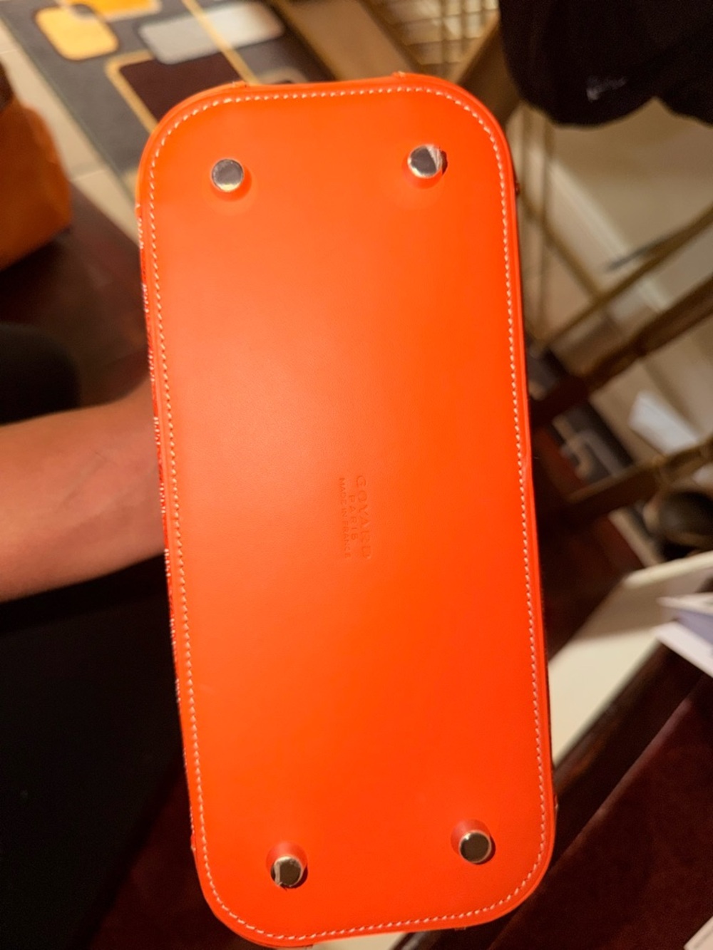 Goyard Orange Double-Zip handbag with Silver Hardware - Picture 7 of 9